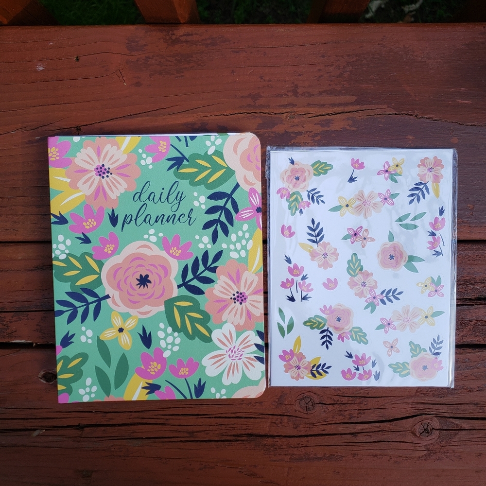 SM&CO Daily Planner With Floral Design (Paperback and Spiral Bound) + STICKERS